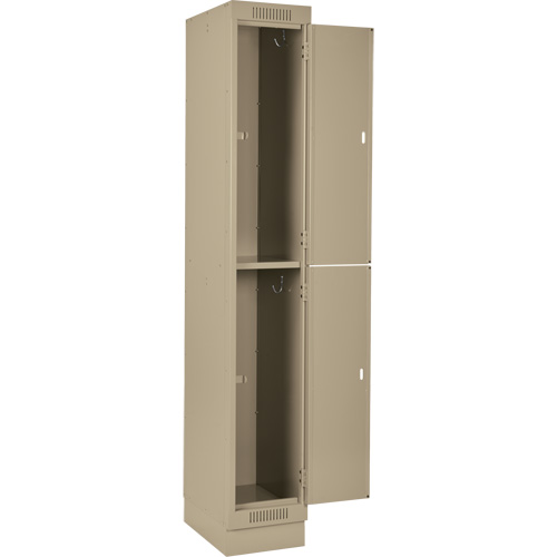 Clean Line Lockers, 2 -tier, Bank of 3, 36" x 18" x 76", Steel, Beige, Rivet (Assembled) Superchem Industries