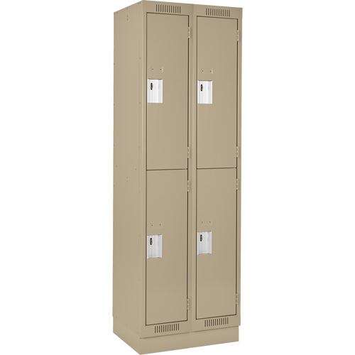Clean Line Lockers, 2 -tier, Bank of 2, 24" x 18" x 76", Steel, Beige, Rivet (Assembled) Superchem Industries