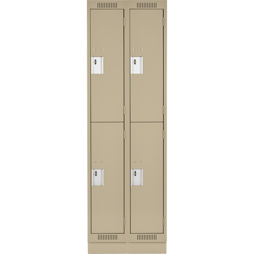 Clean Line Lockers, 2 -tier, Bank of 2, 24" x 18" x 76", Steel, Beige, Rivet (Assembled) Superchem Industries