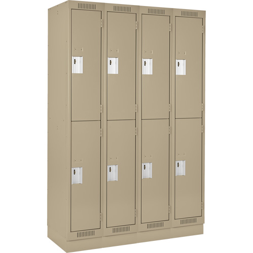 Clean Line Lockers, 2 -tier, Bank of 4, 48" x 18" x 76", Steel, Beige, Rivet (Assembled) Superchem Industries