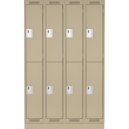 Clean Line Lockers, 2 -tier, Bank of 4, 48" x 18" x 76", Steel, Beige, Rivet (Assembled) Superchem Industries