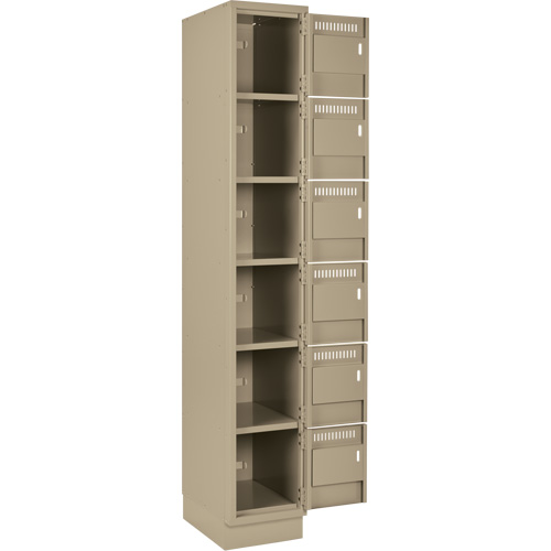 Clean Line Lockerette, 6 -tier, Bank of 4, 48" x 18" x 76", Steel, Beige, Rivet (Assembled) Superchem Industries