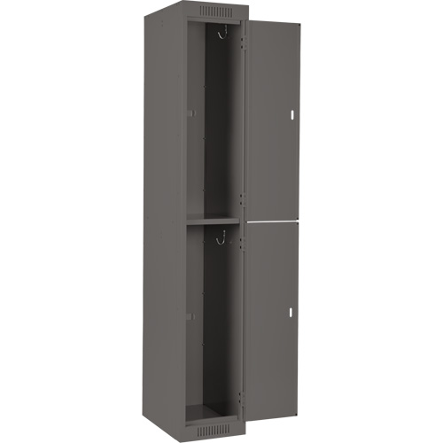 Clean Line Lockers, 2 -tier, Bank of 3, 36" x 18" x 72", Steel, Charcoal, Rivet (Assembled) Superchem Industries
