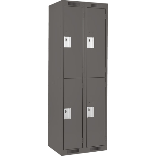 Clean Line Lockers, 2 -tier, Bank of 2, 24" x 18" x 72", Steel, Charcoal, Rivet (Assembled) Superchem Industries