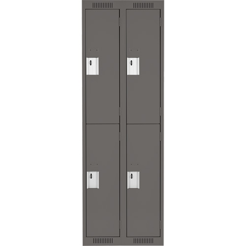 Clean Line Lockers, 2 -tier, Bank of 2, 24" x 18" x 72", Steel, Charcoal, Rivet (Assembled) Superchem Industries
