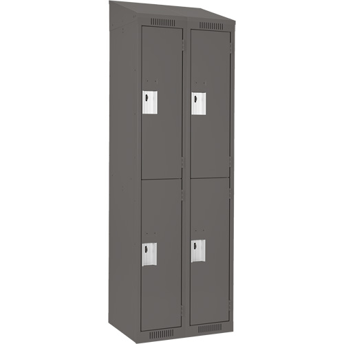 Clean Line Lockers, 2 -tier, Bank of 2, 24" x 18" x 78", Steel, Charcoal, Rivet (Assembled) Superchem Industries