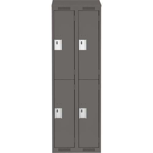 Clean Line Lockers, 2 -tier, Bank of 2, 24" x 18" x 78", Steel, Charcoal, Rivet (Assembled) Superchem Industries
