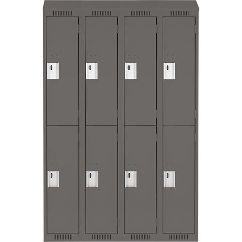 Clean Line Lockers, 2 -tier, Bank of 4, 48" x 18" x 78", Steel, Charcoal, Rivet (Assembled) Superchem Industries