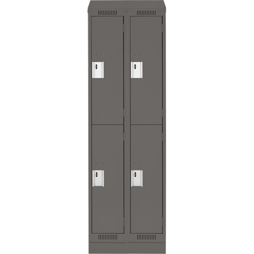 Clean Line Lockers, 2 -tier, Bank of 2, 24" x 18" x 82", Steel, Charcoal, Rivet (Assembled) Superchem Industries
