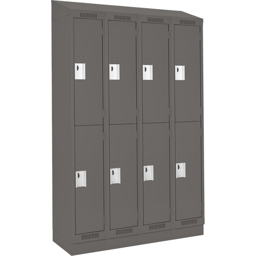 Clean Line Lockers, 2 -tier, Bank of 4, 48" x 18" x 82", Steel, Charcoal, Rivet (Assembled) Superchem Industries