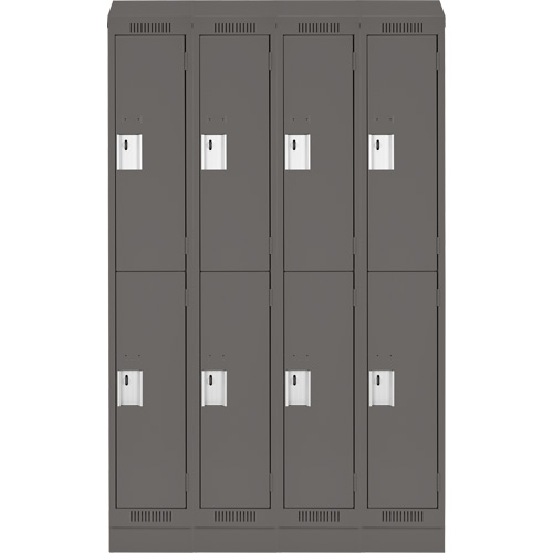 Clean Line Lockers, 2 -tier, Bank of 4, 48" x 18" x 82", Steel, Charcoal, Rivet (Assembled) Superchem Industries