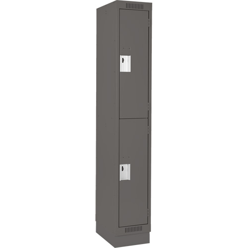 Clean Line Lockers, 2 -tier, 12" x 18" x 76", Steel, Charcoal, Rivet (Assembled) Superchem Industries