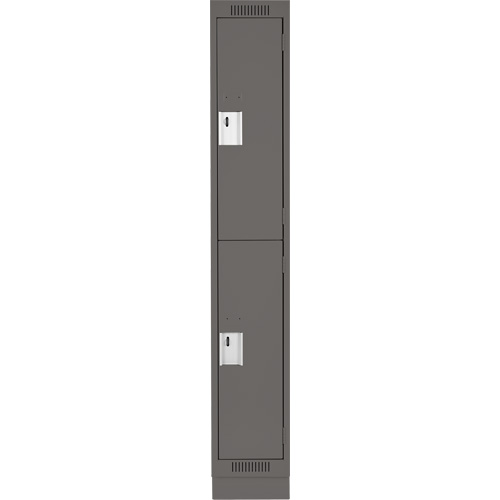 Clean Line Lockers, 2 -tier, 12" x 18" x 76", Steel, Charcoal, Rivet (Assembled) Superchem Industries