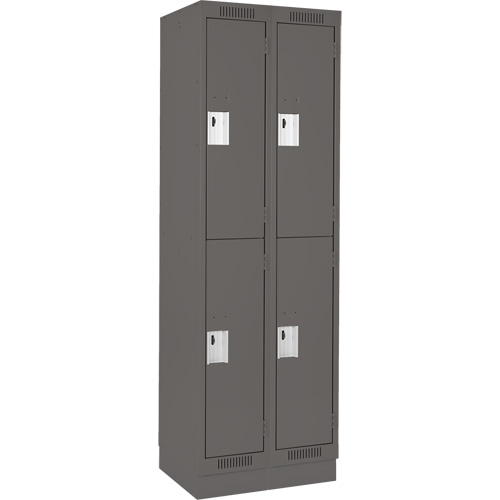 Clean Line Lockers, 2 -tier, Bank of 2, 24" x 18" x 76", Steel, Charcoal, Rivet (Assembled) Superchem Industries