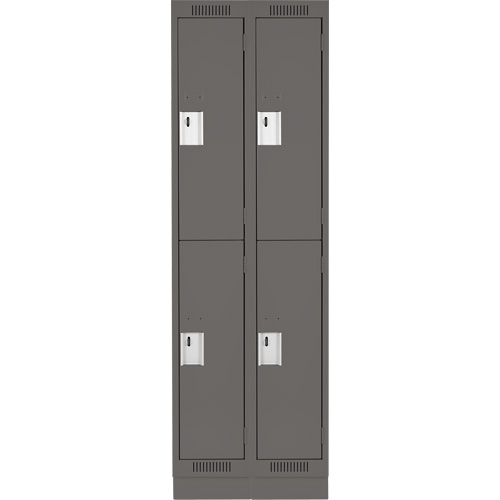 Clean Line Lockers, 2 -tier, Bank of 2, 24" x 18" x 76", Steel, Charcoal, Rivet (Assembled) Superchem Industries