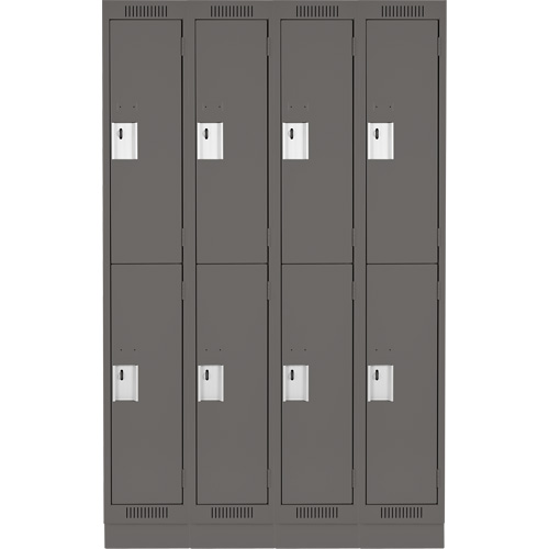 Clean Line Lockers, 2 -tier, Bank of 4, 48" x 18" x 76", Steel, Charcoal, Rivet (Assembled) Superchem Industries