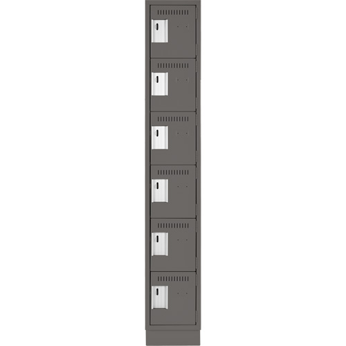 Clean Line Lockerette, 6 -tier, 12" x 18" x 76", Steel, Charcoal, Rivet (Assembled) Superchem Industries