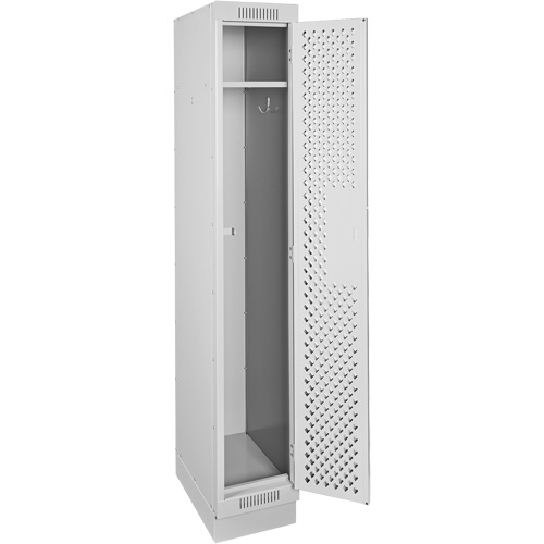 Clean Line Lockers, 12" x 18" x 76", Steel, Grey, Rivet (Assembled), Perforated Superchem Industries