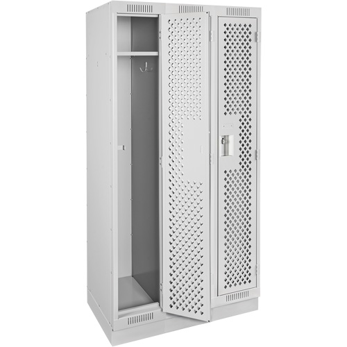 Clean Line Lockers, Bank of 3, 36" x 18" x 76", Steel, Grey, Rivet (Assembled), Perforated Superchem Industries