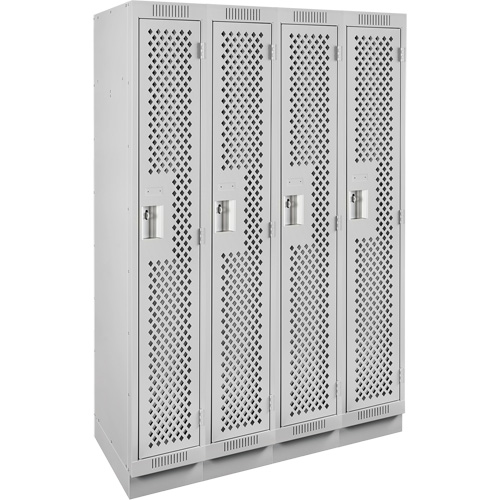 Clean Line Lockers, Bank of 4, 48" x 18" x 76", Steel, Grey, Rivet (Assembled), Perforated Superchem Industries