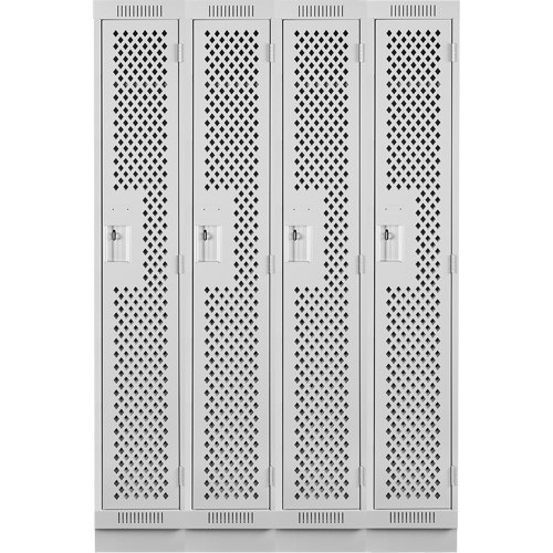 Clean Line Lockers, Bank of 4, 48" x 18" x 76", Steel, Grey, Rivet (Assembled), Perforated Superchem Industries