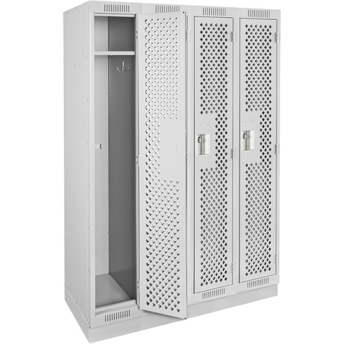Clean Line Lockers, Bank of 4, 48" x 18" x 76", Steel, Grey, Rivet (Assembled), Perforated Superchem Industries