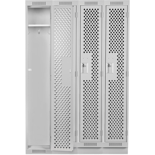 Clean Line Lockers, Bank of 4, 48" x 18" x 76", Steel, Grey, Rivet (Assembled), Perforated Superchem Industries