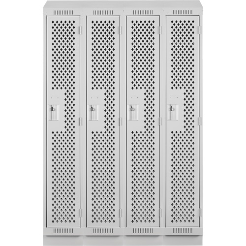 Clean Line Lockers, Bank of 4, 48" x 15" x 82", Steel, Grey, Rivet (Assembled), Perforated Superchem Industries