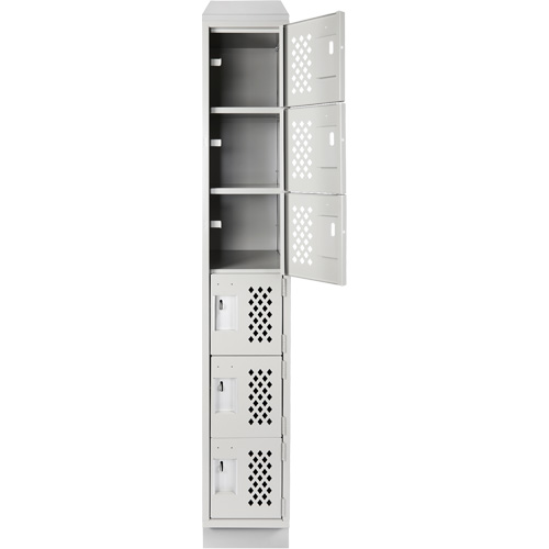 Assembled Lockerettes Clean Line Perforated Economy Lockers, 6 -tier, 18" x 72" x 12", Steel Superchem Industries