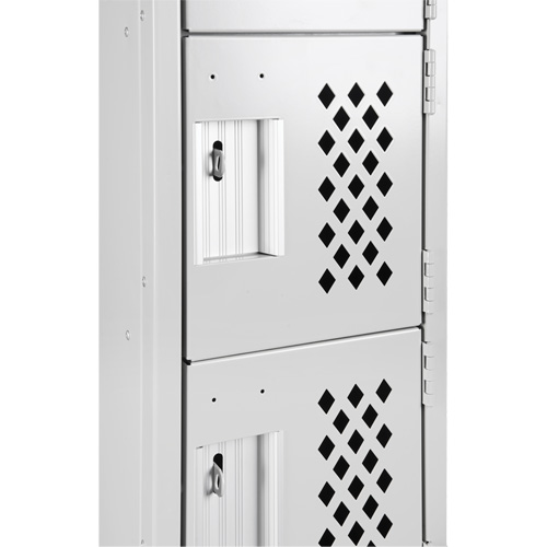 Assembled Clean Line Perforated Economy Lockers, 6 -tier, Bank of 4, 18" x 72" x 12", Steel Superchem Industries