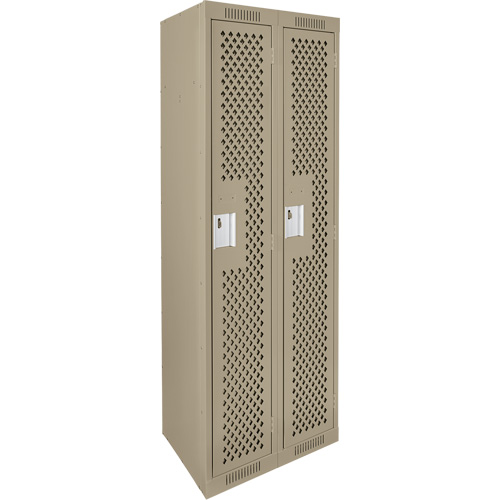 Clean Line Lockers, Bank of 2, 24" x 15" x 72", Steel, Beige, Rivet (Assembled), Perforated Superchem Industries