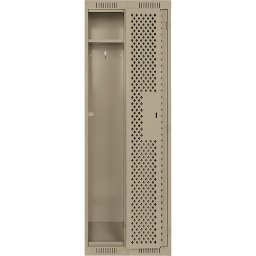Clean Line Lockers, Bank of 2, 24" x 15" x 72", Steel, Beige, Rivet (Assembled), Perforated Superchem Industries