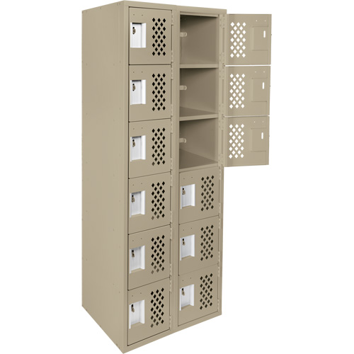 Assembled Lockerettes Clean Line Perforated Economy Lockers, 6 -tier, Bank of 2, 18" x 72" x 12", Steel Superchem Industries