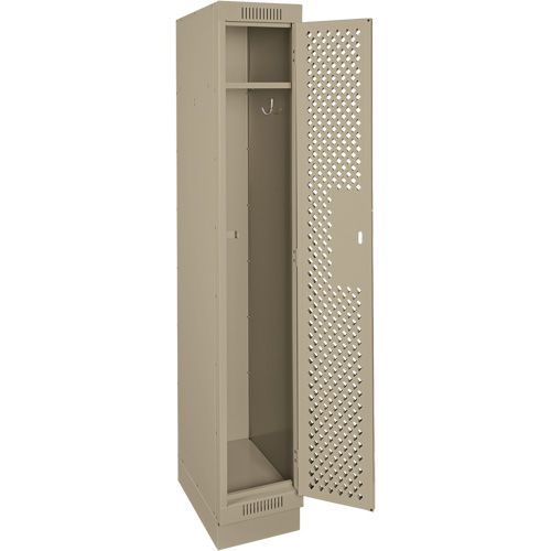 Clean Line Lockers, 12" x 18" x 76", Steel, Beige, Rivet (Assembled), Perforated Superchem Industries