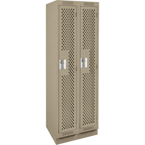 Clean Line Lockers, Bank of 2, 24" x 18" x 76", Steel, Beige, Rivet (Assembled), Perforated Superchem Industries