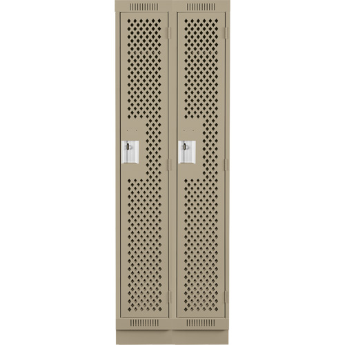 Clean Line Lockers, Bank of 2, 24" x 18" x 76", Steel, Beige, Rivet (Assembled), Perforated Superchem Industries