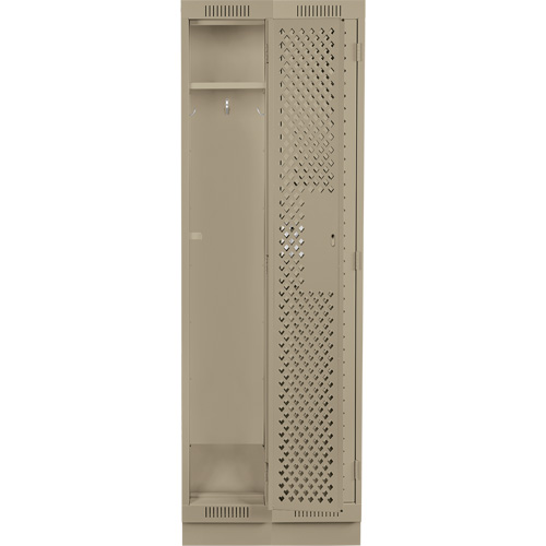 Clean Line Lockers, Bank of 2, 24" x 18" x 76", Steel, Beige, Rivet (Assembled), Perforated Superchem Industries