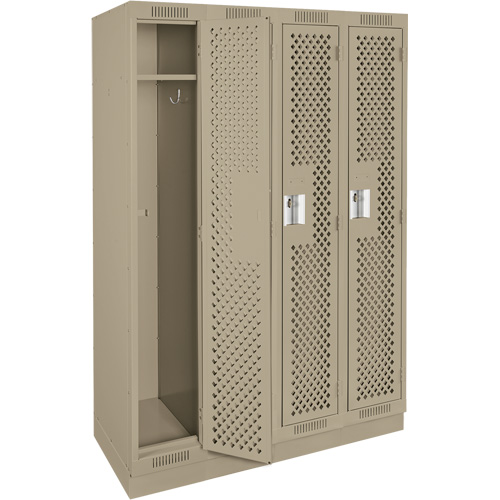 Clean Line Lockers, Bank of 4, 48" x 18" x 76", Steel, Beige, Rivet (Assembled), Perforated Superchem Industries