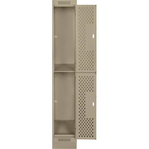 Casiers Clean Line, 2 niveaux, 12" x 18" x 76", Acier, Beige, Rivet (assembl&eacute;), Perfor&eacute; Superchem Industries