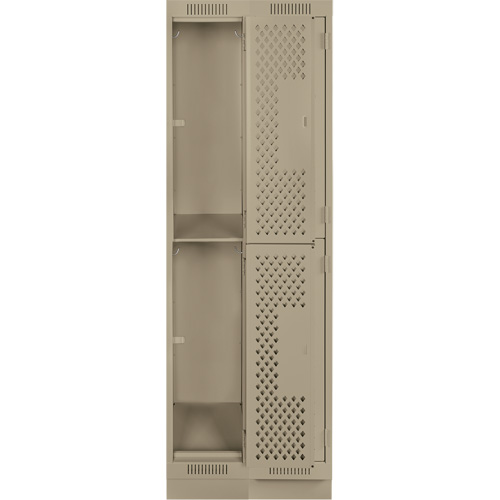 Clean Line Lockers, 2 -tier, Bank of 2, 24" x 18" x 76", Steel, Beige, Rivet (Assembled), Perforated Superchem Industries