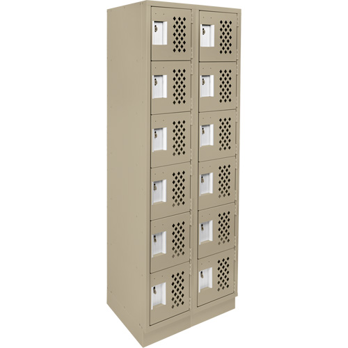 Assembled Lockerettes Clean Line Perforated Economy Lockers, 6 -tier, Bank of 2, 18" x 72" x 12", Steel Superchem Industries