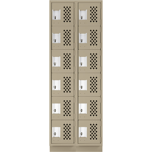 Assembled Lockerettes Clean Line Perforated Economy Lockers, 6 -tier, Bank of 2, 18" x 72" x 12", Steel Superchem Industries