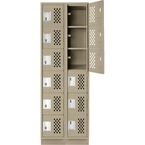 Assembled Lockerettes Clean Line Perforated Economy Lockers, 6 -tier, Bank of 2, 18" x 72" x 12", Steel Superchem Industries