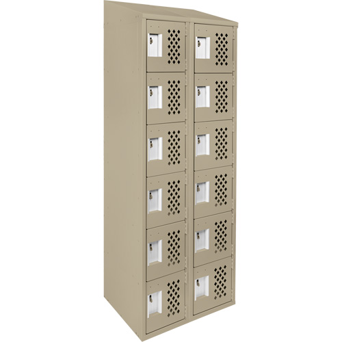 Clean-Line Perforated Lockerette, 6 -tier, Bank of 2, 15" x 72" x 12", Steel Superchem Industries