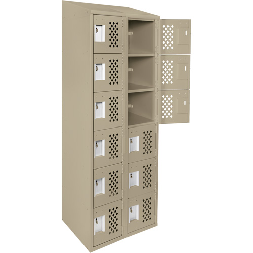 Clean-Line Perforated Lockerette, 6 -tier, Bank of 2, 15" x 72" x 12", Steel Superchem Industries