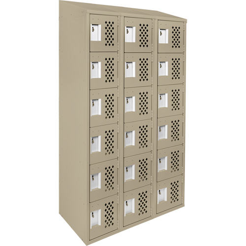 Clean-Line Perforated Lockerette, 6 -tier, Bank of 3, 15" x 72" x 12", Steel Superchem Industries