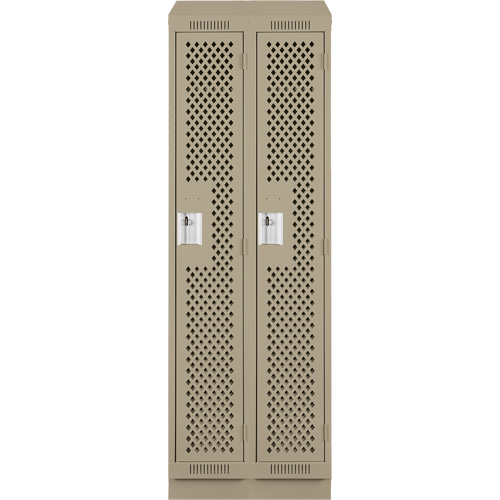 Clean Line Lockers, Bank of 2, 24" x 15" x 82", Steel, Beige, Rivet (Assembled), Perforated Superchem Industries