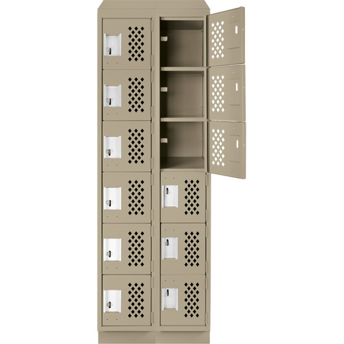 Clean-Line Perforated Lockerette, 6 -tier, Bank of 2, 15" x 72" x 12", Steel Superchem Industries