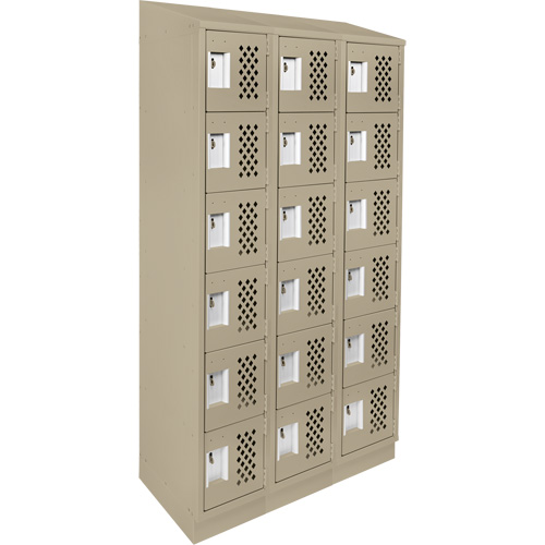 Clean-Line Perforated Lockerette, 6 -tier, Bank of 3, 15" x 72" x 12", Steel Superchem Industries