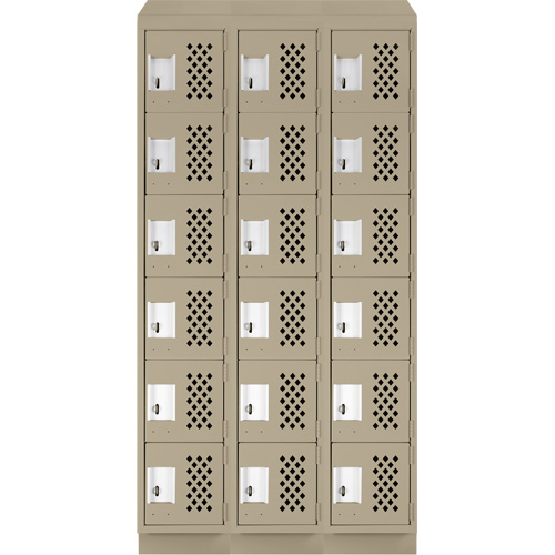 Clean-Line Perforated Lockerette, 6 -tier, Bank of 3, 15" x 72" x 12", Steel Superchem Industries
